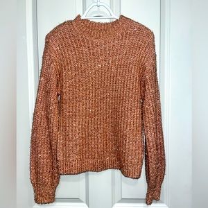 FREE PRESS pink/gold tinsel sweater